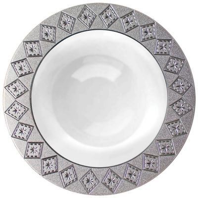 Imperial Bowl White With Silver 7.5"