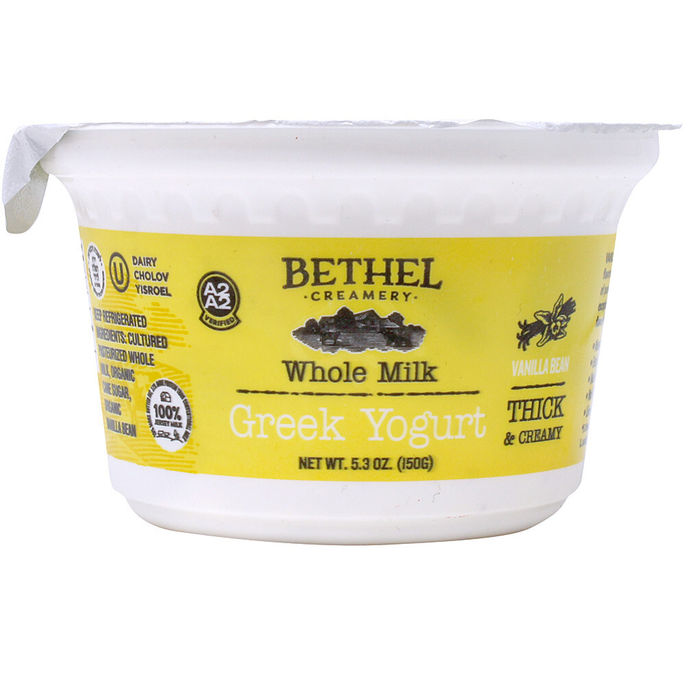 Bethel Creamery A2a2 Whole Milk Greek Yogurt Vanilla 5.3 Oz