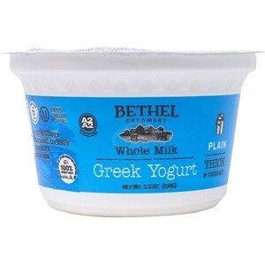 Bethel Creamery A2a2 Whole Milk Greek Yogurt Vanilla 5.3 Oz